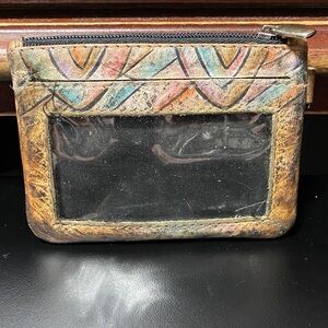 Vintage Sova Multicolor Leather credit card Wallet with ID Window